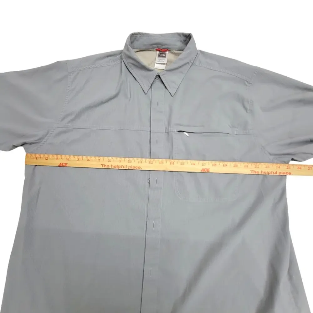 The North Face Mens XXL Gray Short Sleeve Hiking Vented Zip Pocket Trail Shirt